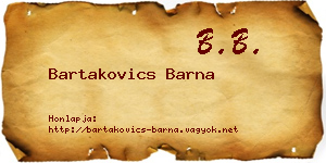 Bartakovics Barna névjegykártya